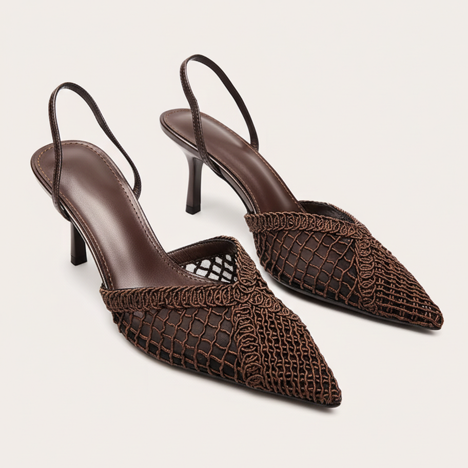 Escarpins en mesh texturé à bride derrière