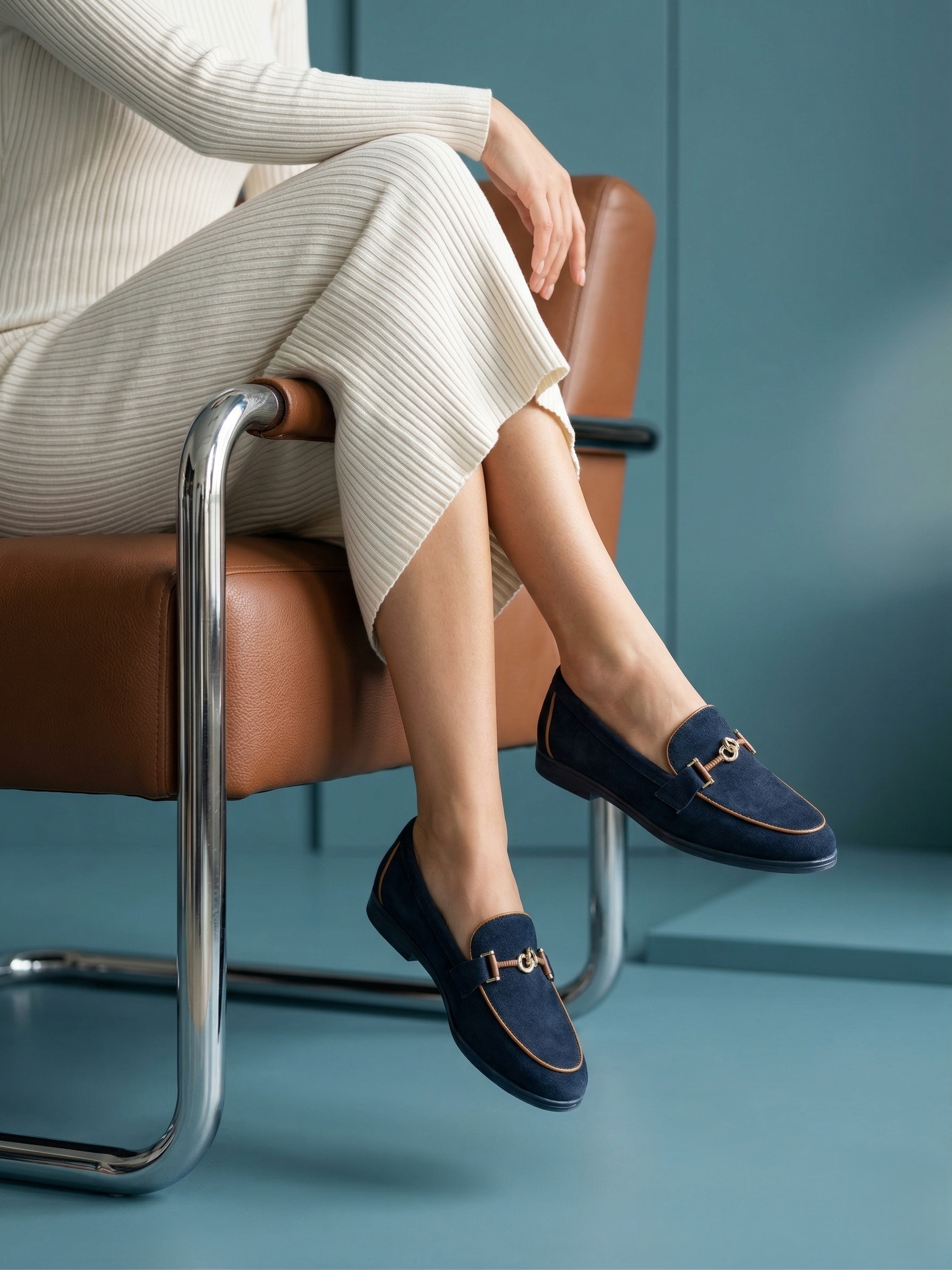 Classic Suede Loafer with Gold-Toned Bit Detail