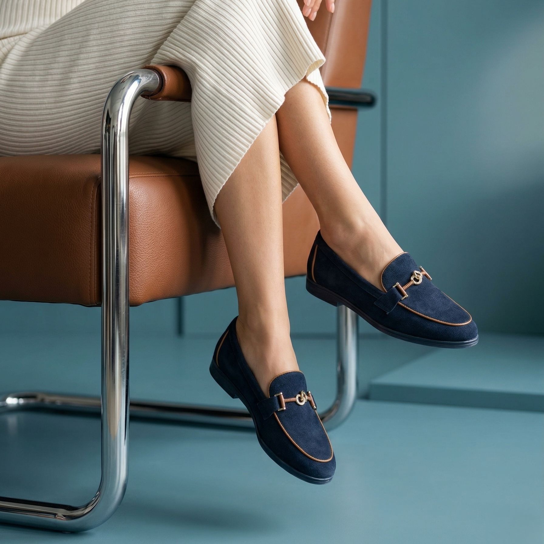 Classic Suede Loafer with Gold-Toned Bit Detail
