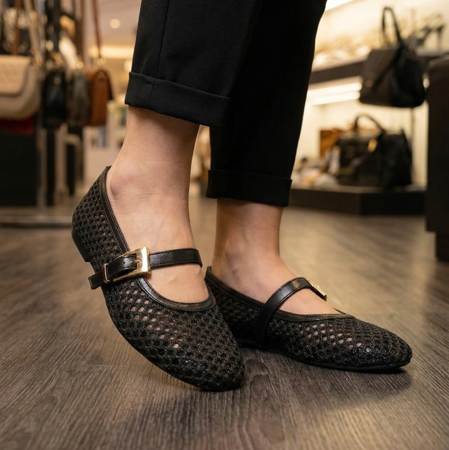 Ballerines Mary Jane en Résille