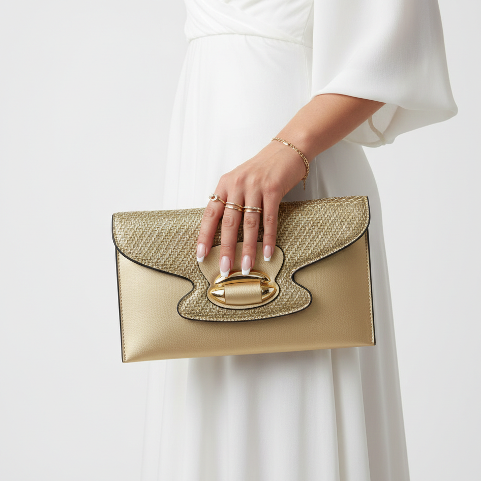 Ensembles Gold Escarpin Et Sac Soirée