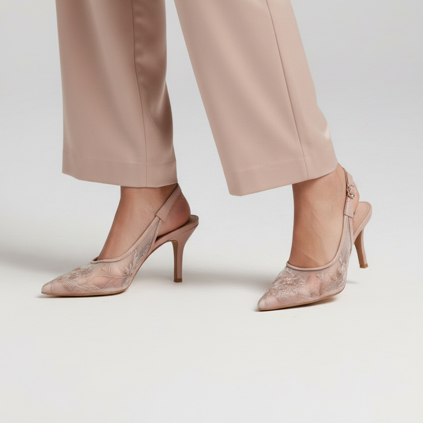Escarpins Slingback à Broderie Florale – Élégance