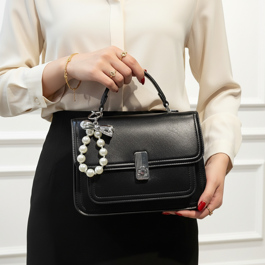 Sac à main avec u un porte-clés en perles