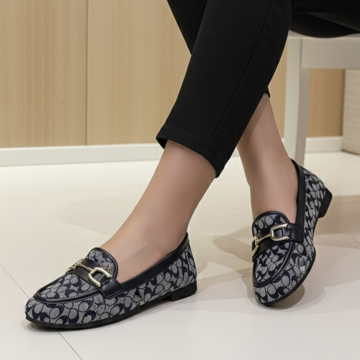Mocassins imprimé métal doré pour femme