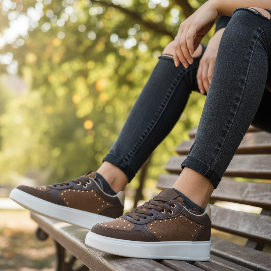 Baskets en simili à empiècement contrastant