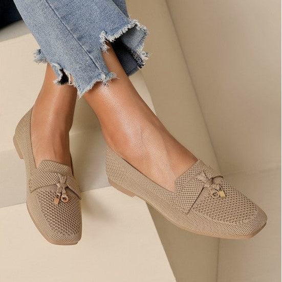 Mocassin femme en maille tissée