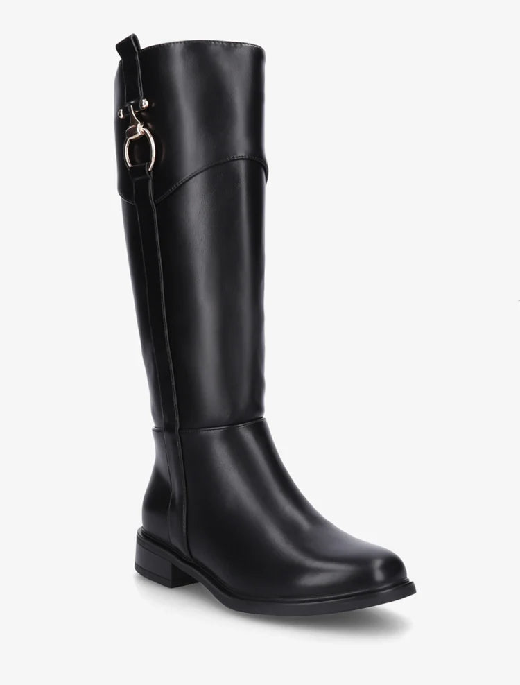 Bottes simili talon bloc empiècement métal