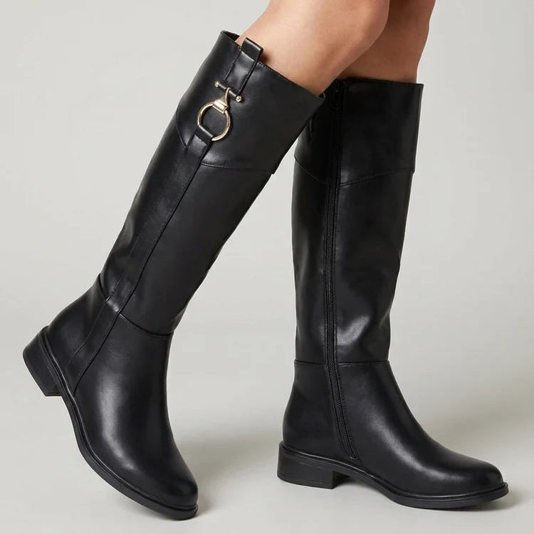 Bottes simili talon bloc empiècement métal