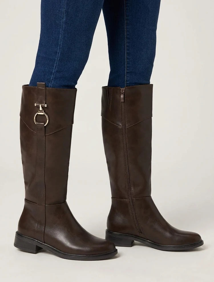 Bottes simili talon bloc empiècement métal