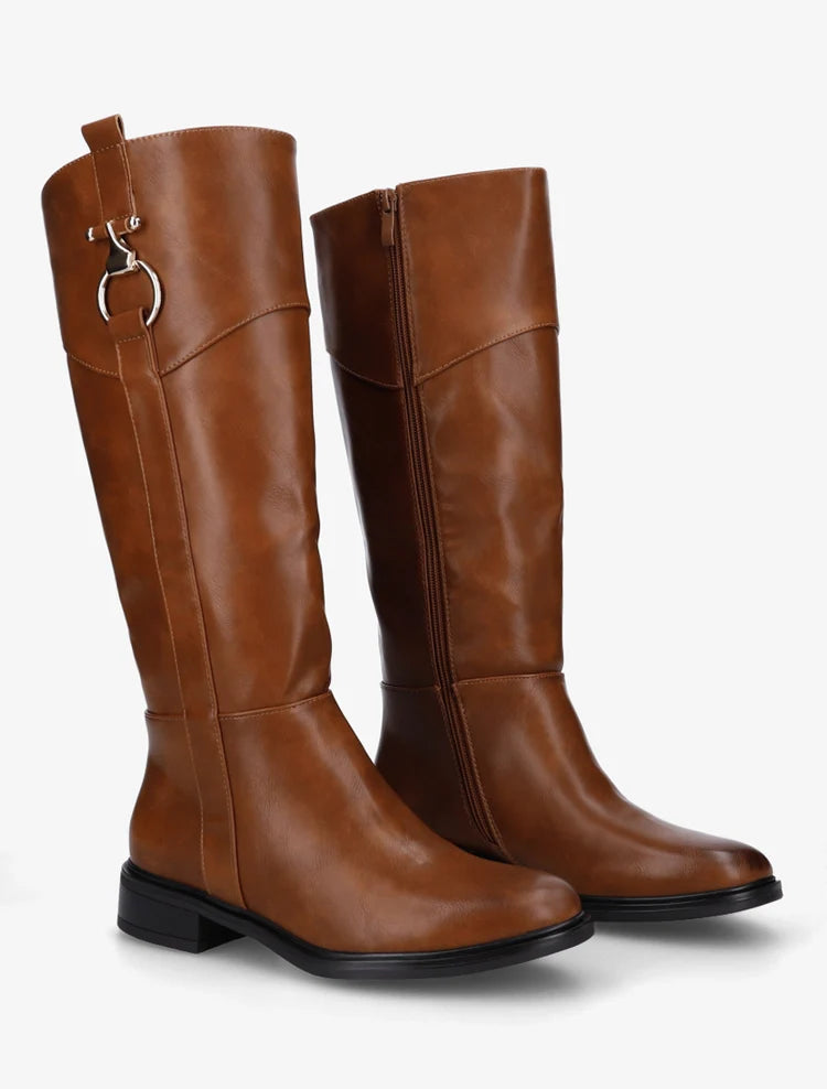 Bottes simili talon bloc empiècement métal