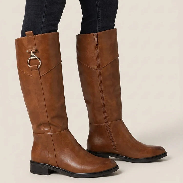 Bottes simili talon bloc empiècement métal