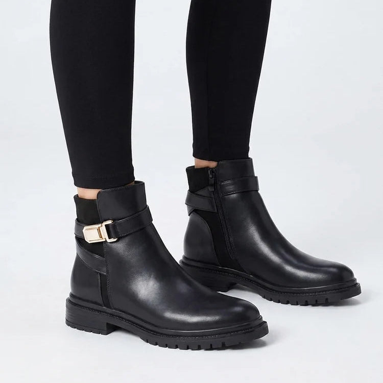 Bottines talon bloc semelle crantée