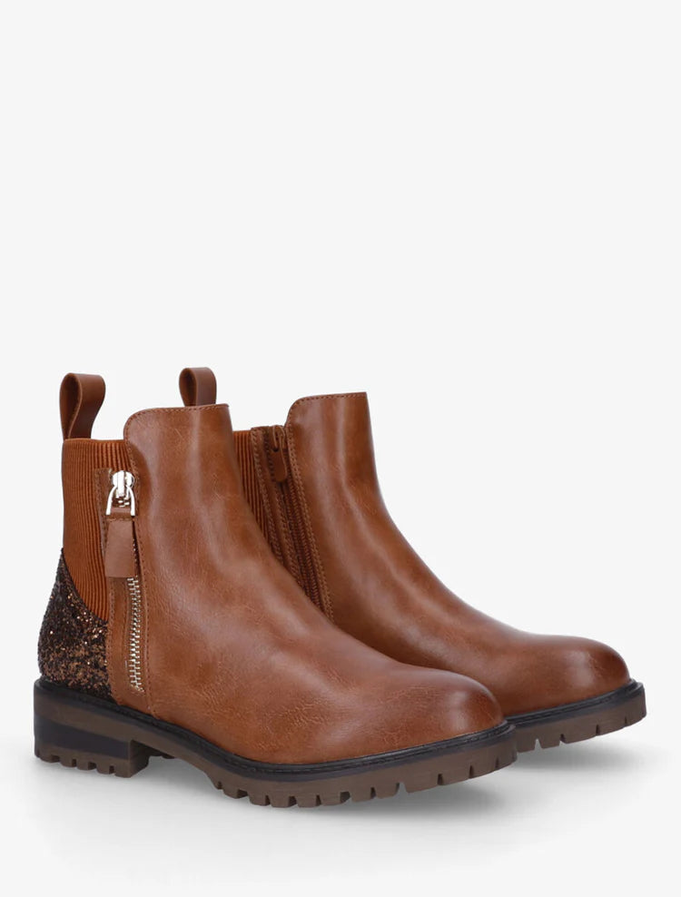 Bottines en simili à contrefort pailleté et zip