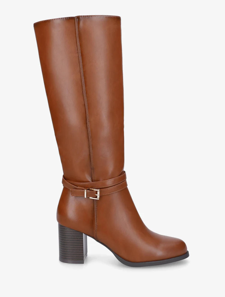 Bottes à talons isolées pour femme avec boucle