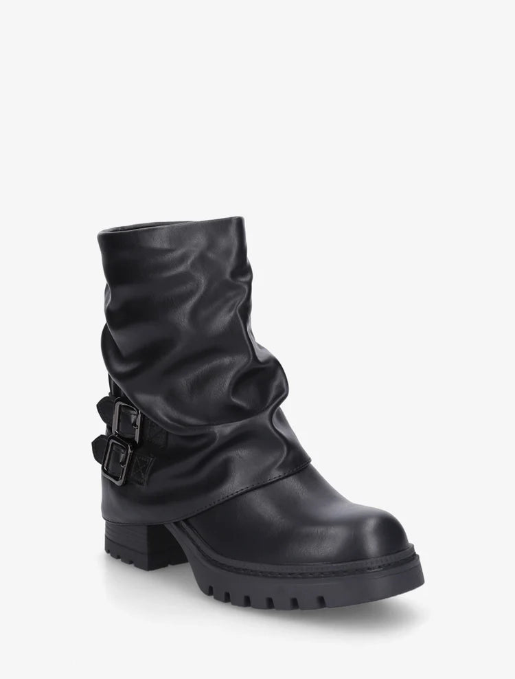 Demi bottes montantes à revers et boucles