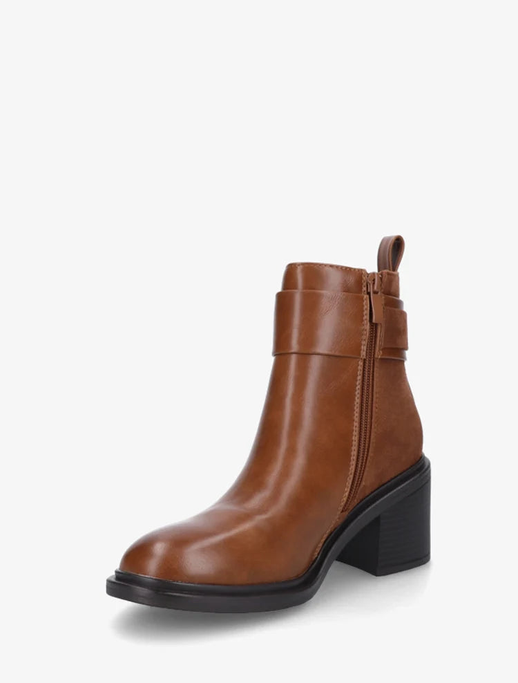 Bottines bimatière à talon bloc