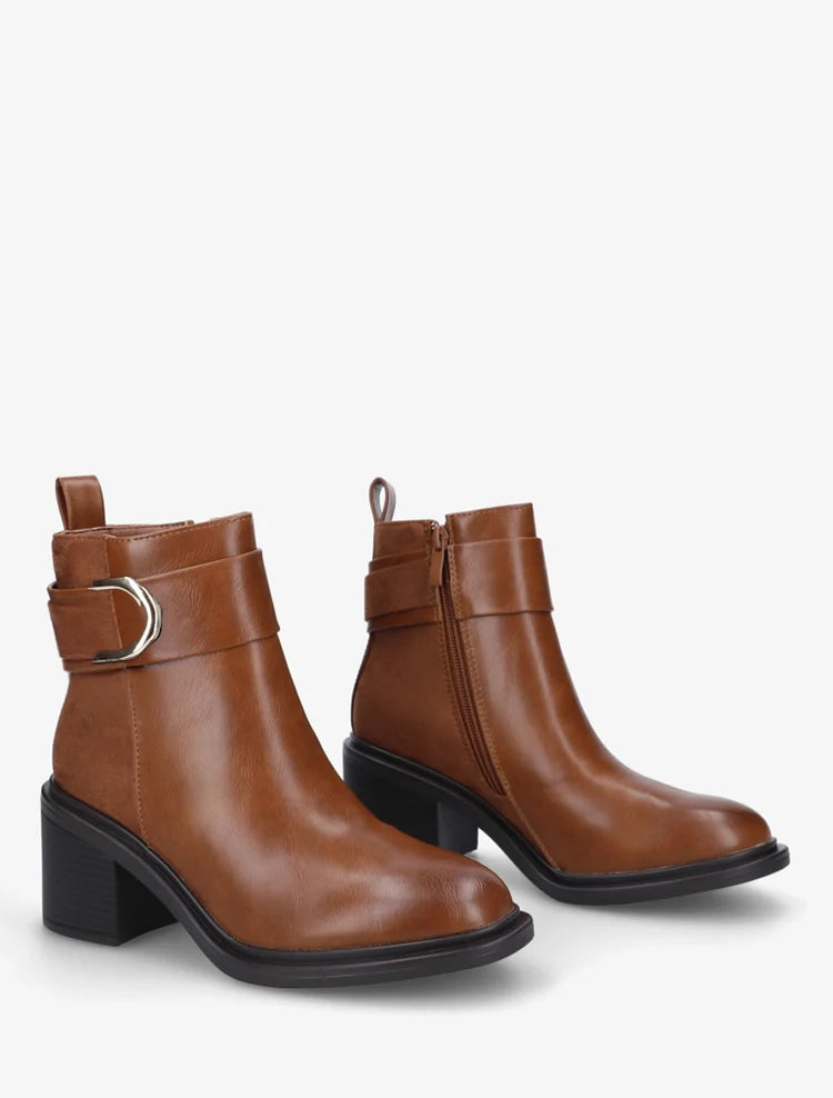 Bottines bimatière à talon bloc