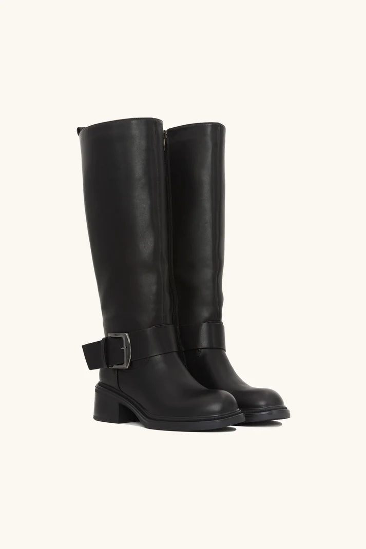 Bottes cavalières noires avec boucle