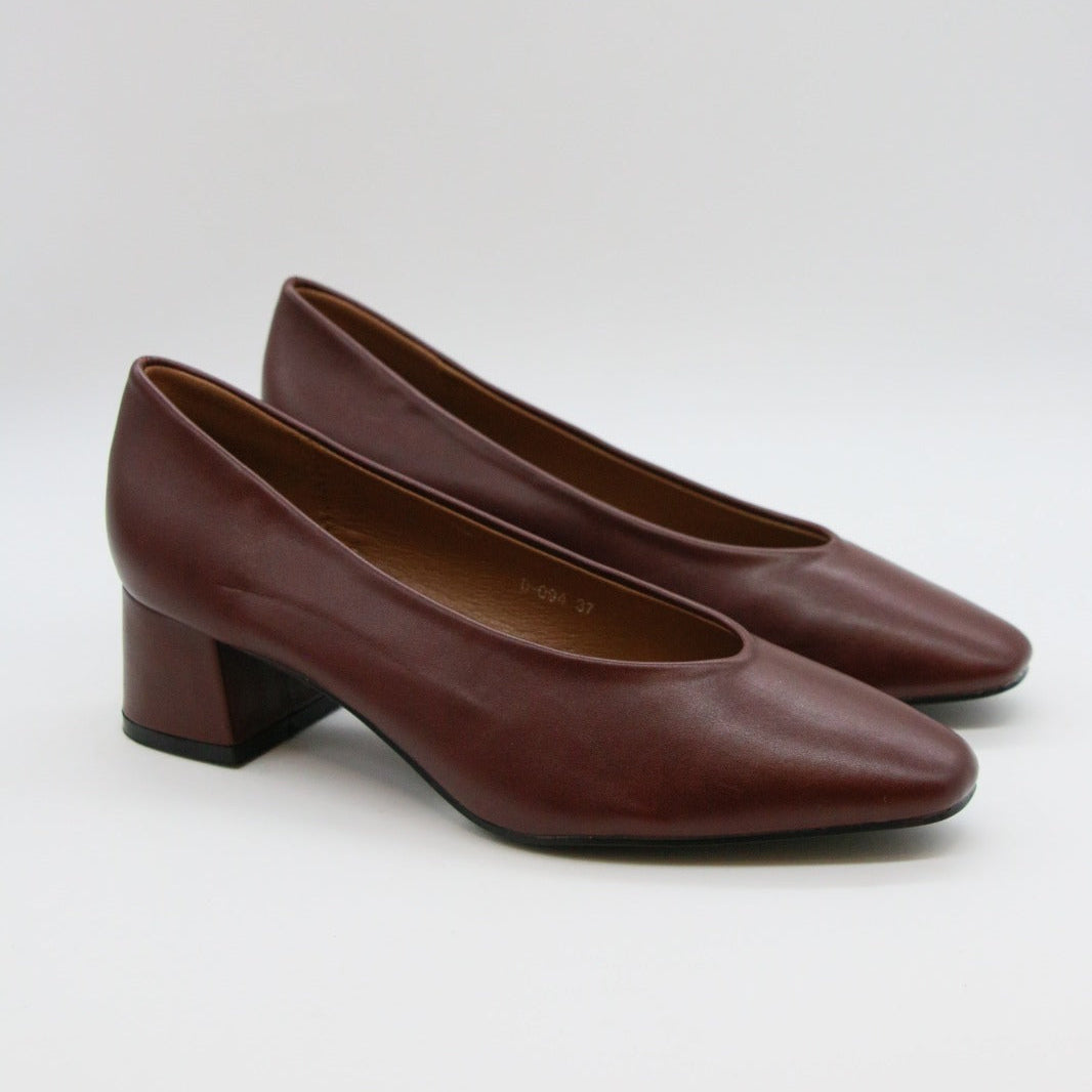 Escarpins à Talon Carré en Cuir