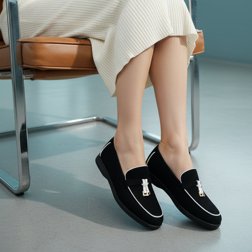Mocassins en Suède à Passepoil Contrasté