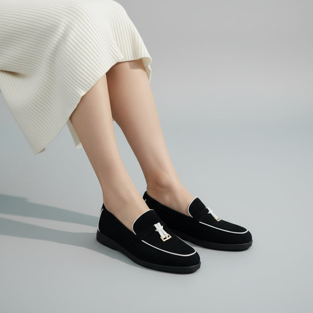 Mocassins en Suède à Passepoil Contrasté