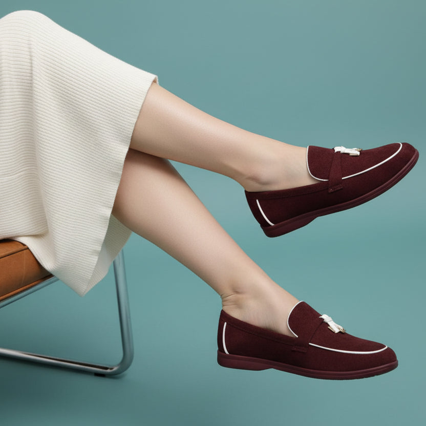 Mocassins en Suède à Passepoil Contrasté