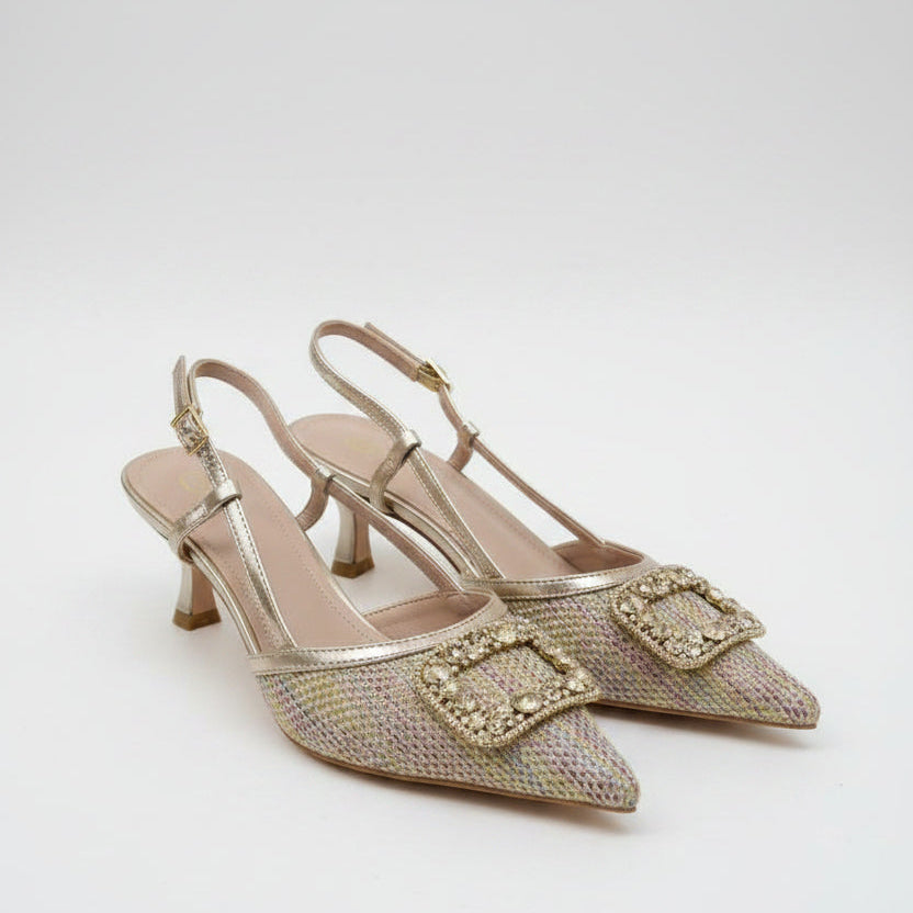 Escarpins Slingback à Boucle Strass