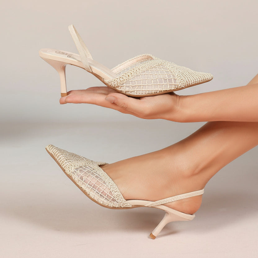 Escarpins en mesh texturé à bride derrière