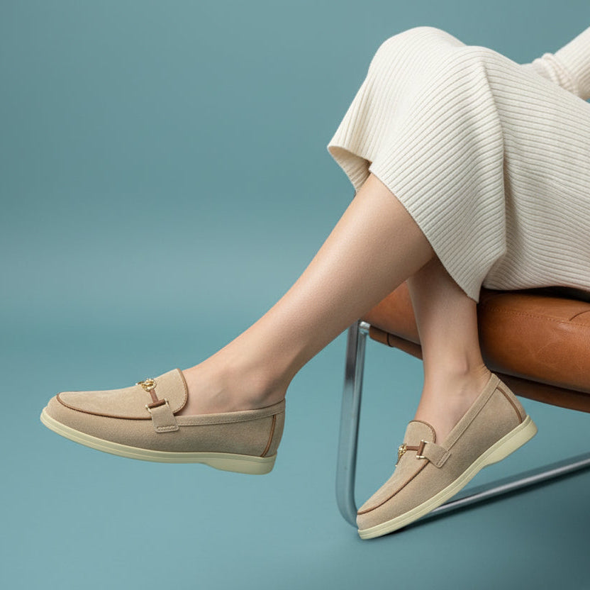 Classic Suede Loafer with Gold-Toned Bit Detail