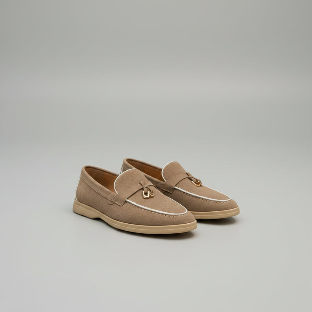 Mocassins en Suède à Passepoil Contrasté
