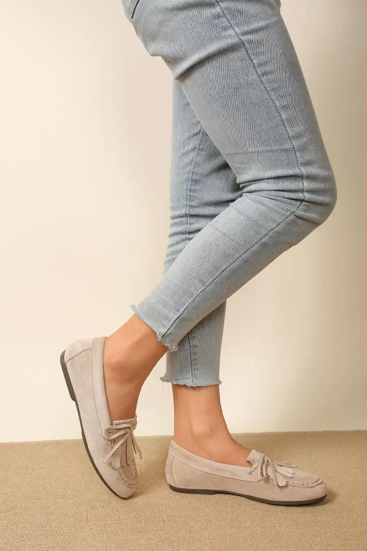 Mocassins à Pampilles en Daim