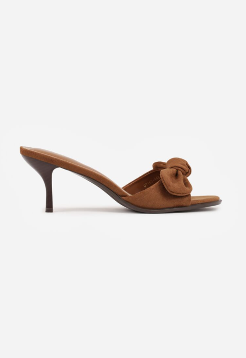 Mules à Talon Kitten et Nœud en Suédine
