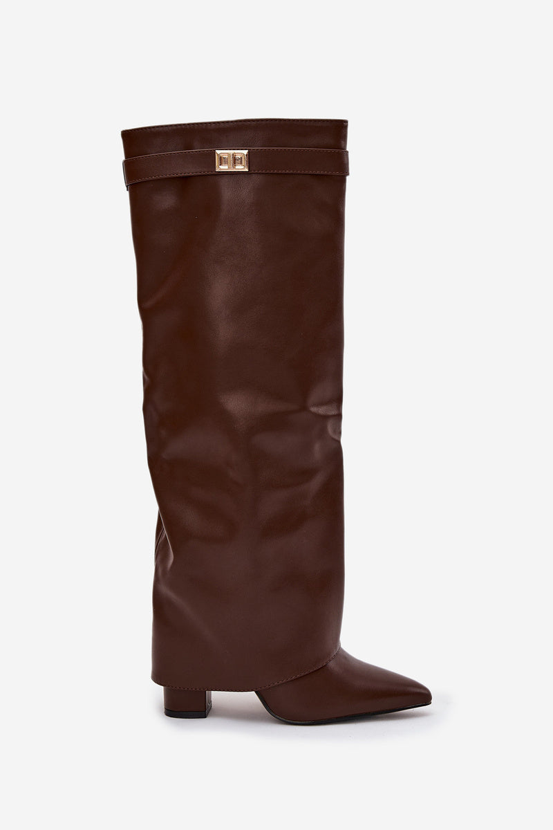 bottes à talon pour femme, tige retroussée, brides à boucles