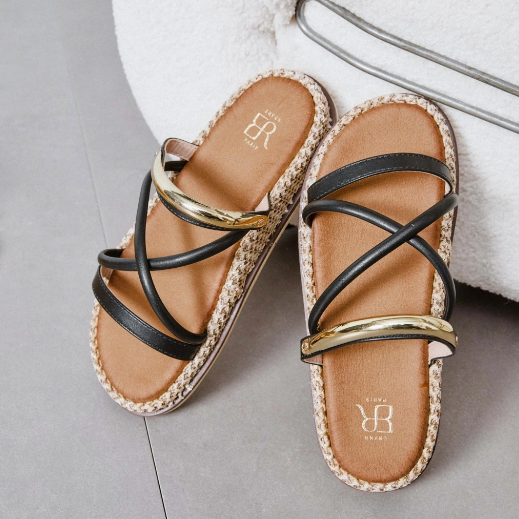 Sandales femme plates à brides fines croisées