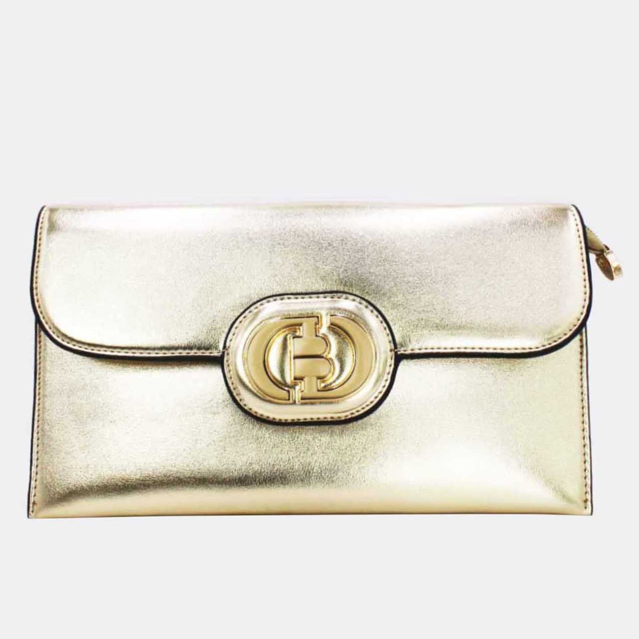 Pochette Rabat Argentée — Médaillon Signature & Chaîne
