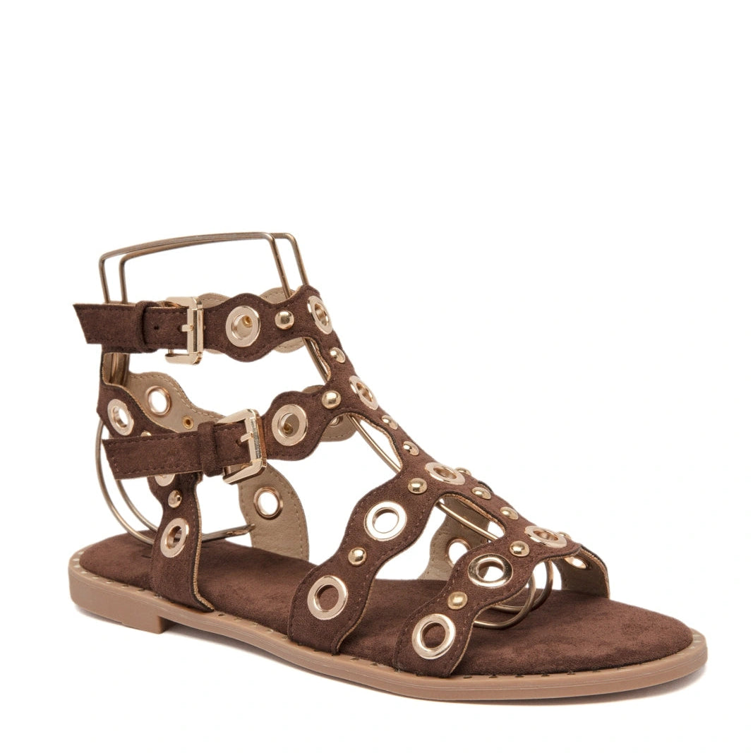 sandales plates de style spartiates