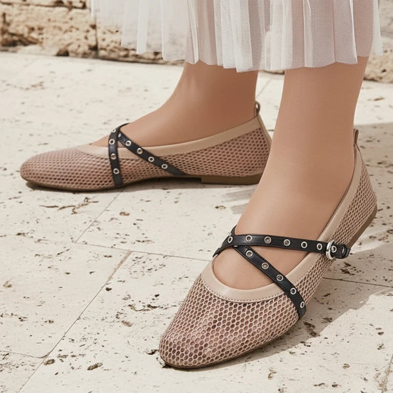 Ballerines en maille avec brides