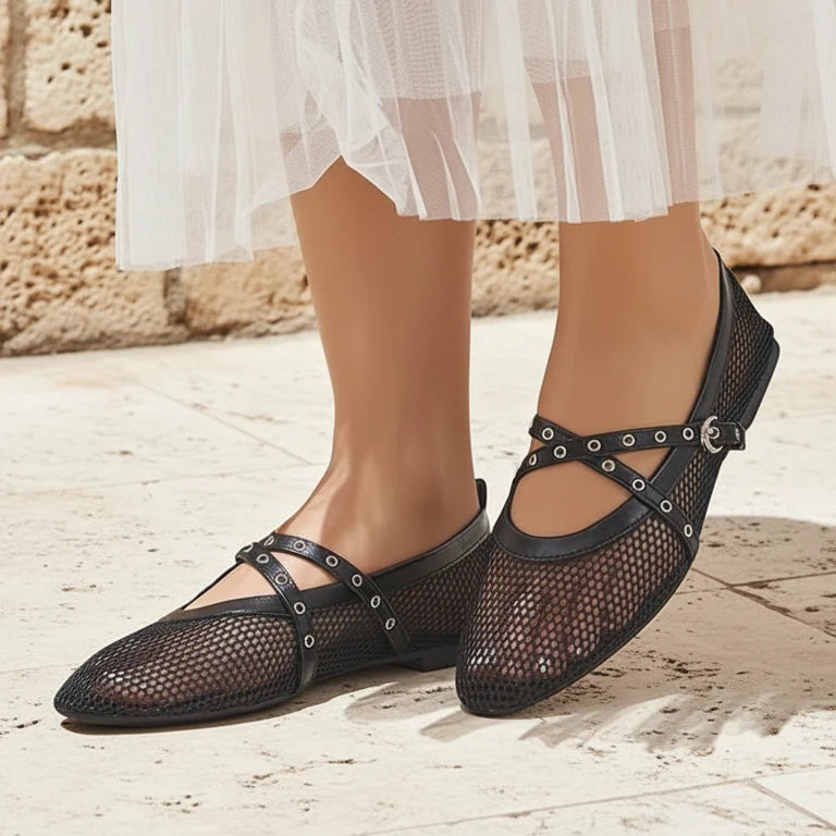 Ballerines en maille avec brides