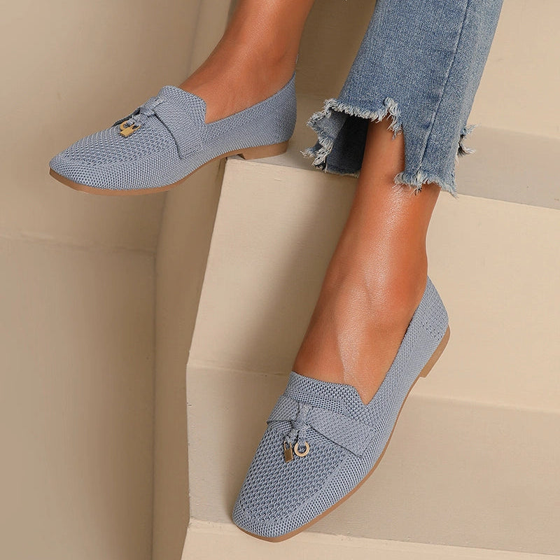 Mocassin femme en maille tissée