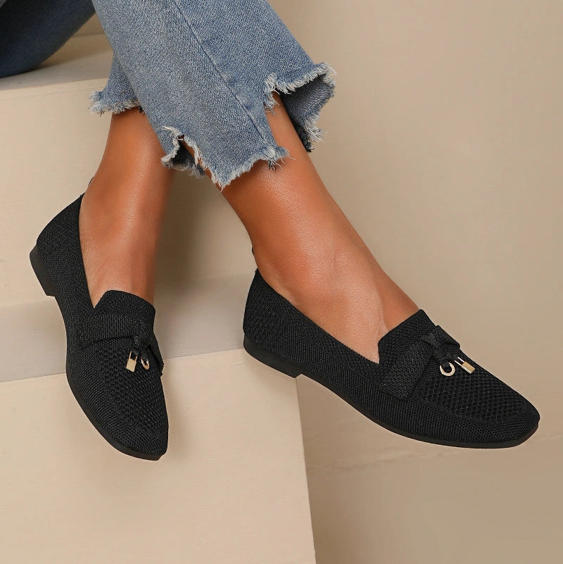 Mocassin femme en maille tissée