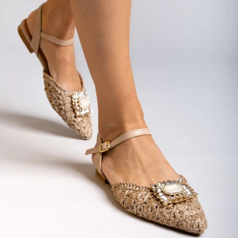 Ballerines Tressées avec Bride et Ornement