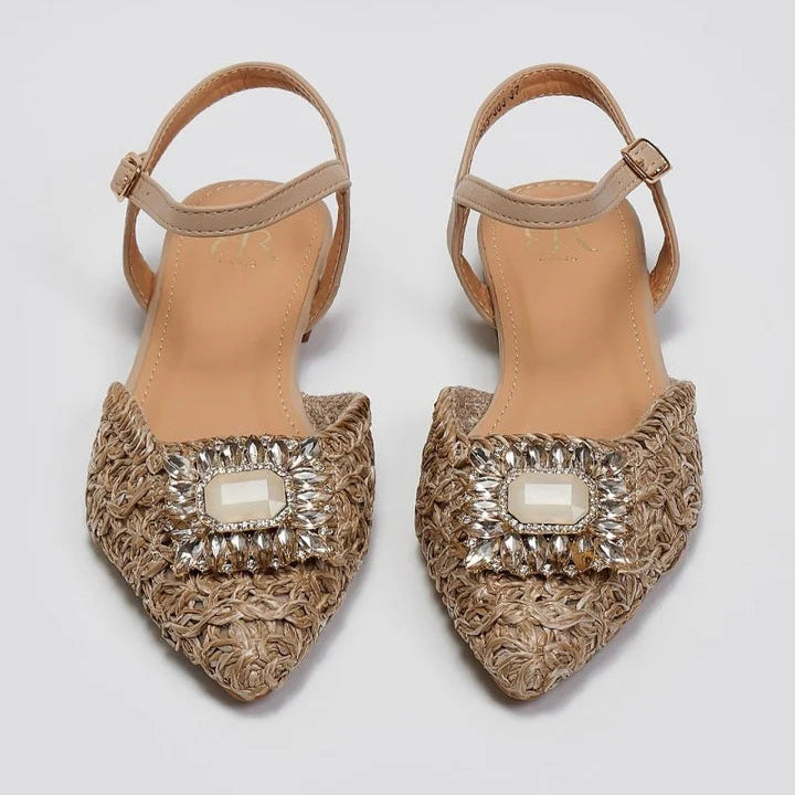 Ballerines Tressées avec Bride et Ornement