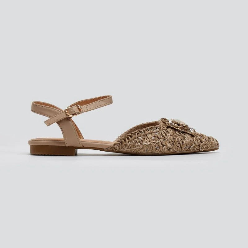 Ballerines Tressées avec Bride et Ornement