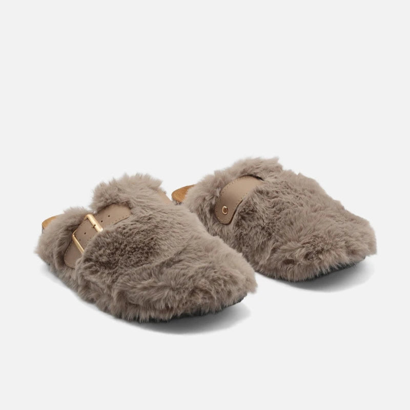 Mules à fausse fourrure