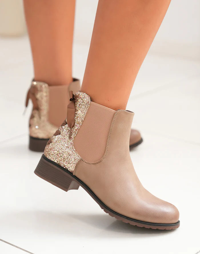 Bottines en simili à contrefort pailleté
