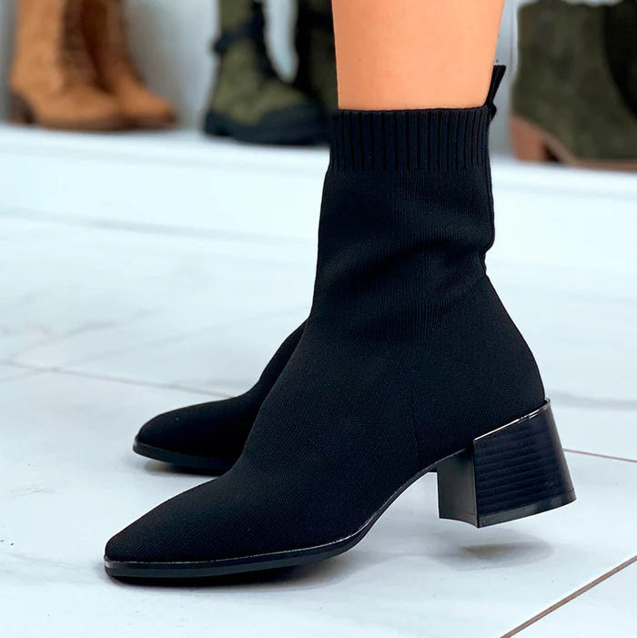 Demi botte glamour avec effet chaussette pour femme