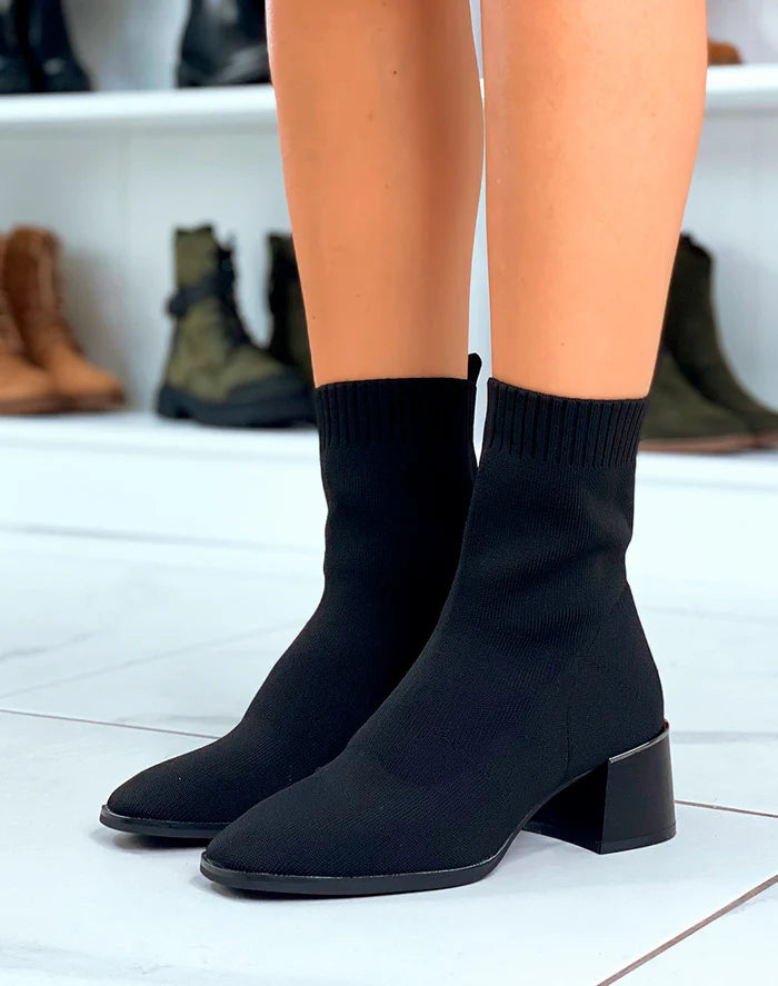 Demi botte glamour avec effet chaussette pour femme