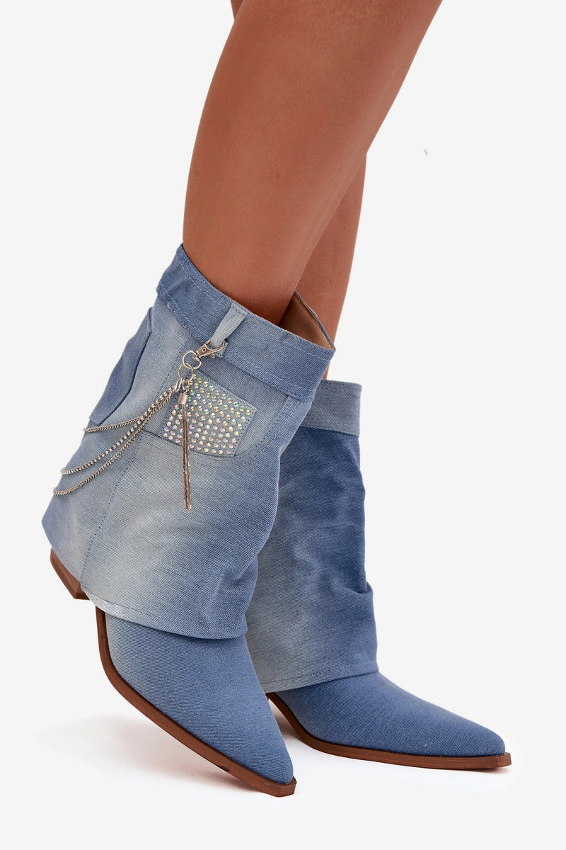 Demi bottes de cowboy pour femmes en Jeans