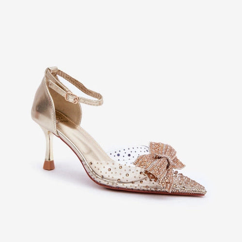 Escarpins  à talons hauts transparentes avec nœud brillan