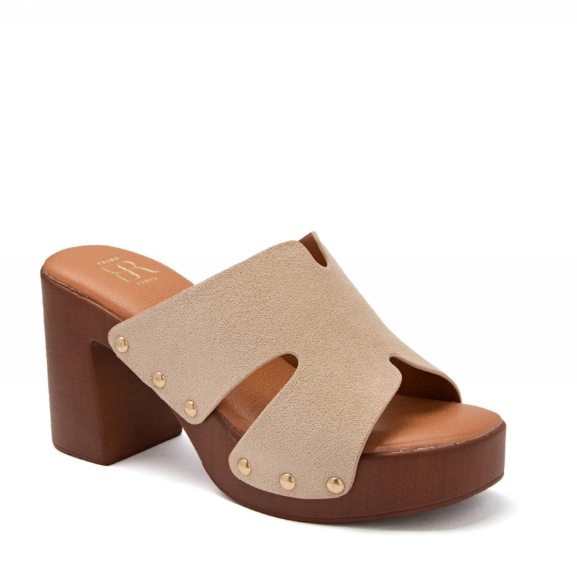 Sandale en suédine à talons carrés